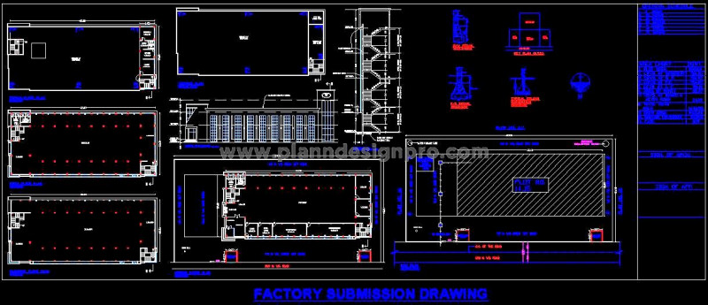 2D Factory Area CAD Drawing with Office & Production Hall